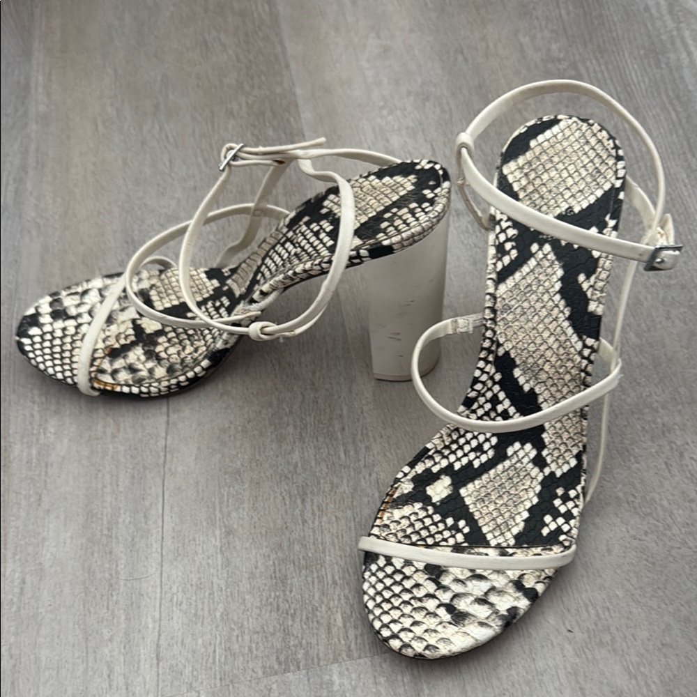 Call It Spring Black and White Strappy Heels